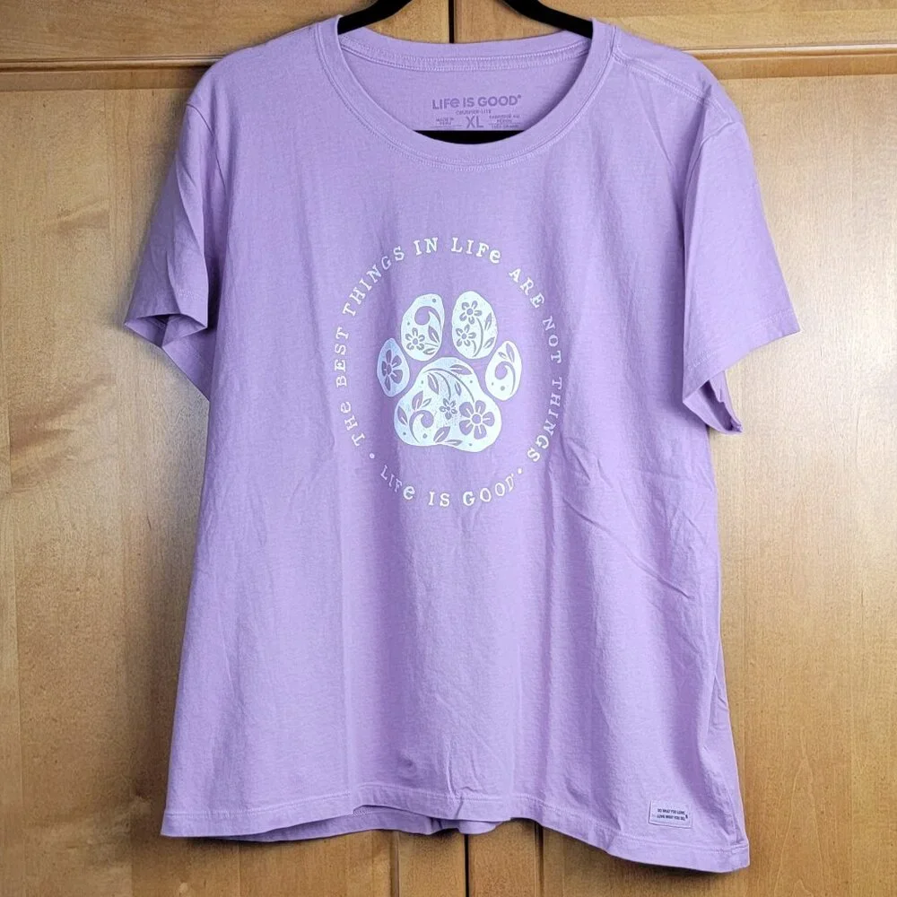 Life Is Good Lavender Pawprint The Best Things In Life Are Not Things - XL - Picture 3 of 6